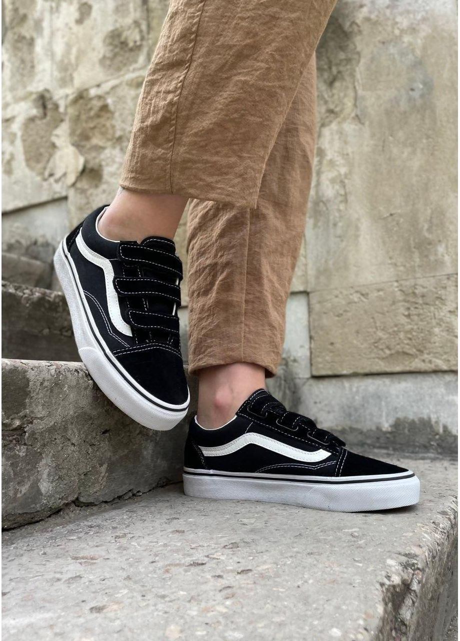 Чорні Осінні кеди чоловічі vans old skool v black white ванс олд скул No Brand