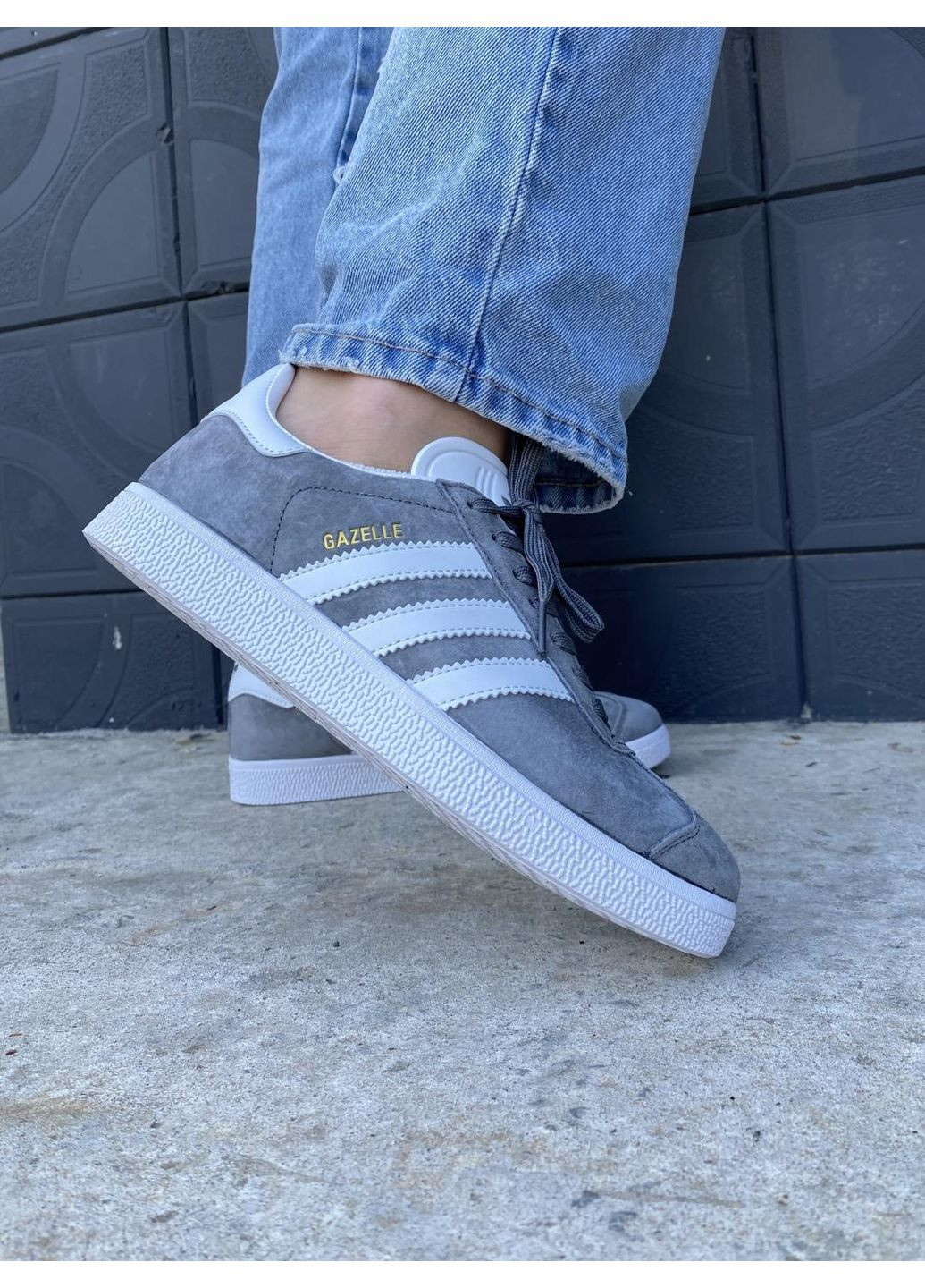 Сірі Осінні кросівки чоловічі adidas gazelle grey white адідас газель No Brand