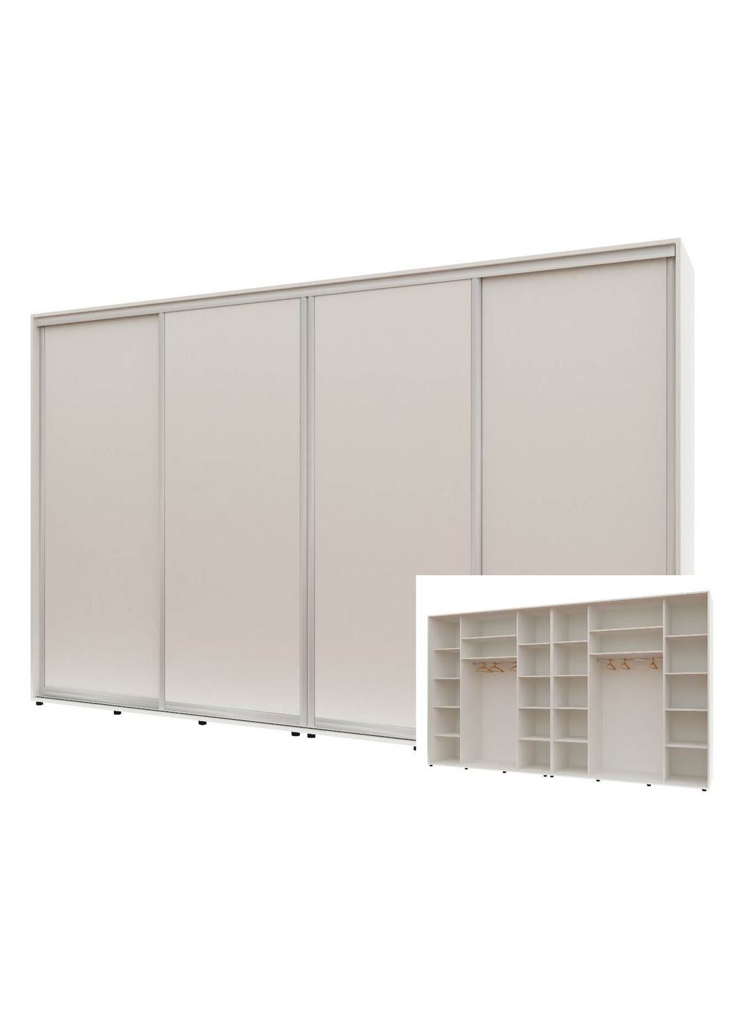 Шафа-купе чотиридверна 380*60*220 см Білий 4 двері ДСП Максі Комфорт Меблі (360476546)