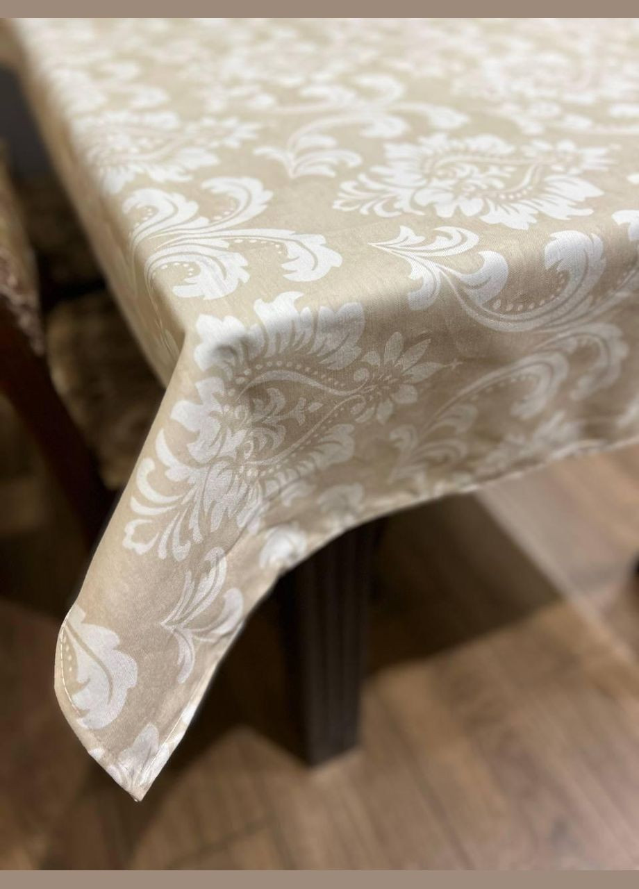 Скатерть-непроливайка с тефлоновым покрытием полиэстер бежевая с узором 180х220 см 0502-2 (0502-2) No Brand (308754499)