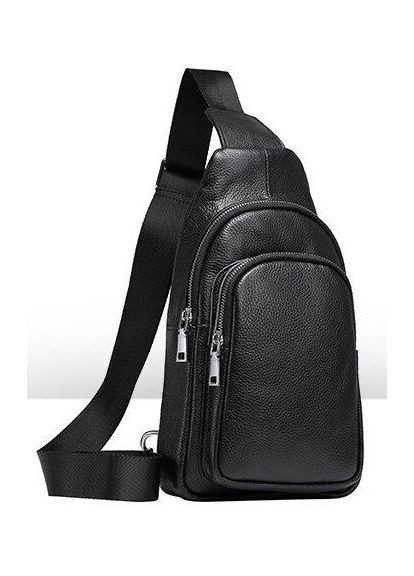 Чорна чоловіча сумка слінг із зернистої натуральної шкіри через плече Vintage (302391082)