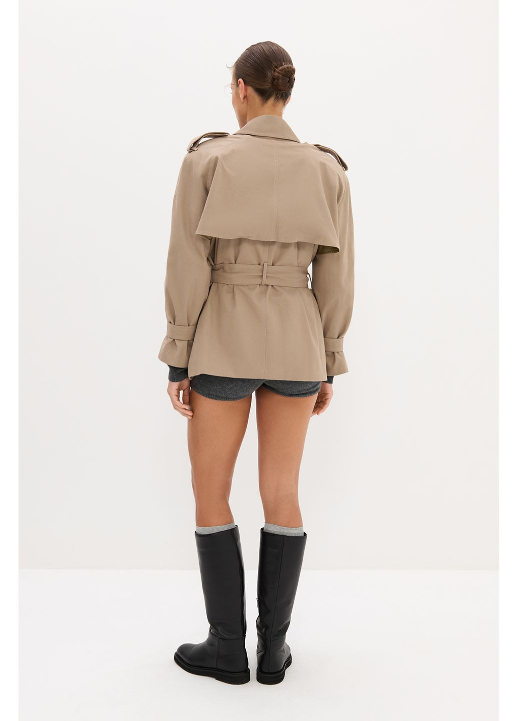 Бежевое демисезонное Тренч-трансформер короткий M-L Бежевый 855 Papaya