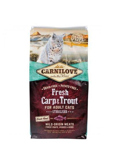 Сухой корм Fresh Carp & Trout для стерилизованных кошек, рыба, 6 кг (*) Carnilove (323219651)