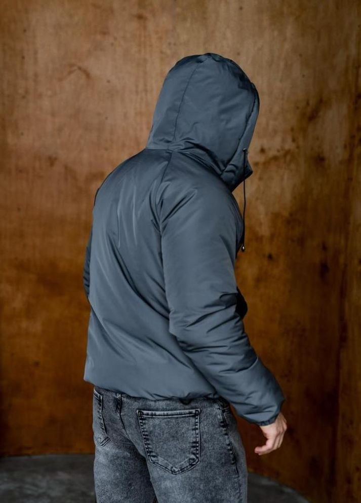 Сіра зимня анорак утеплений з патчем зима осінь модний стильний 2025 драпп No Brand