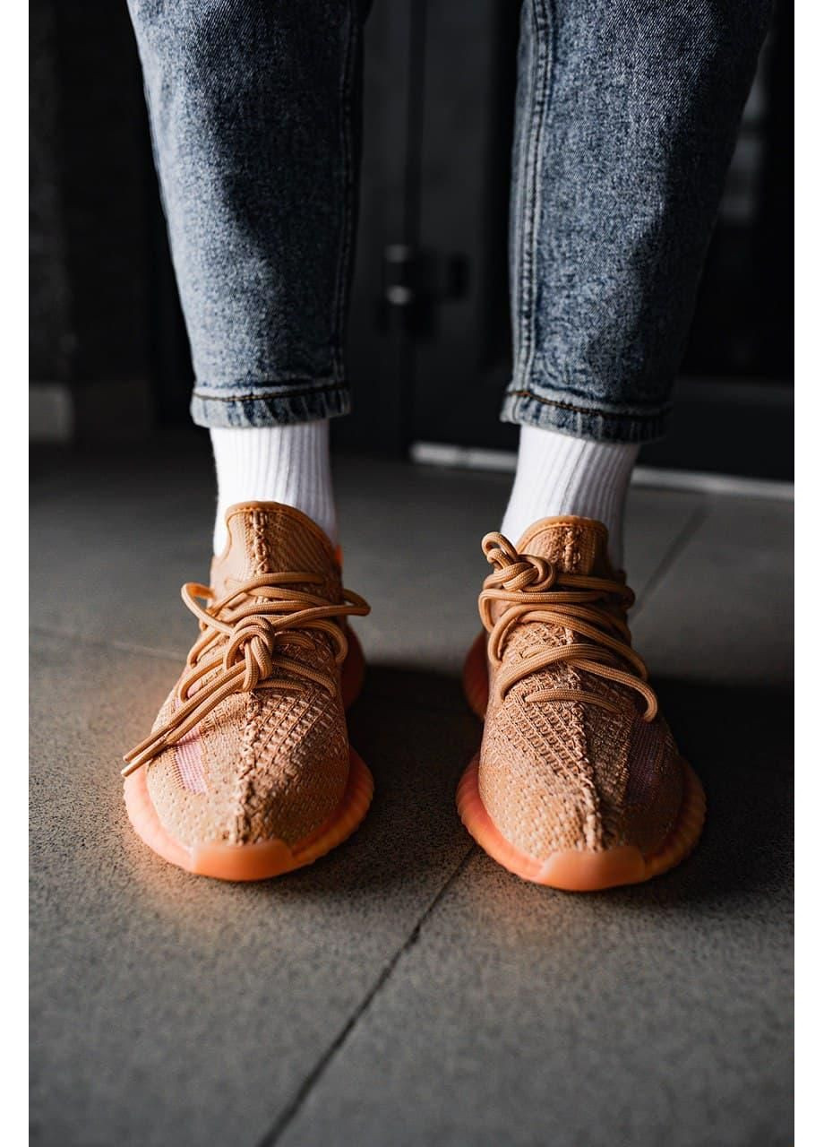 Помаранчеві Осінні кросівки чоловічі adidas yeezy boost 350 v2 clay адідас ізі буст No Brand