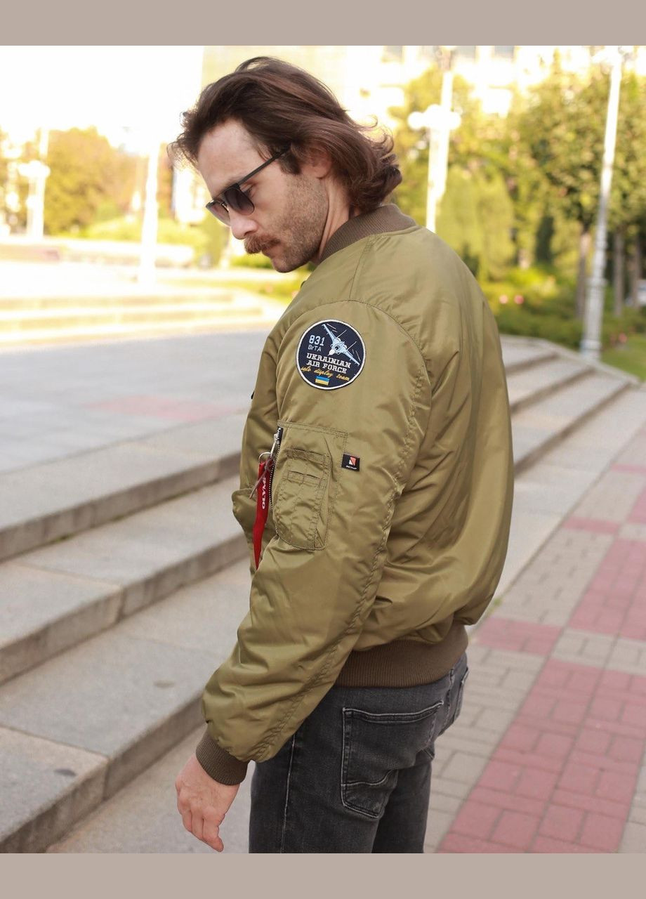 Зелена демісезонна бомбер ma-1 з нашивками 831 брта Olymp 21-BM-001/Н-WH