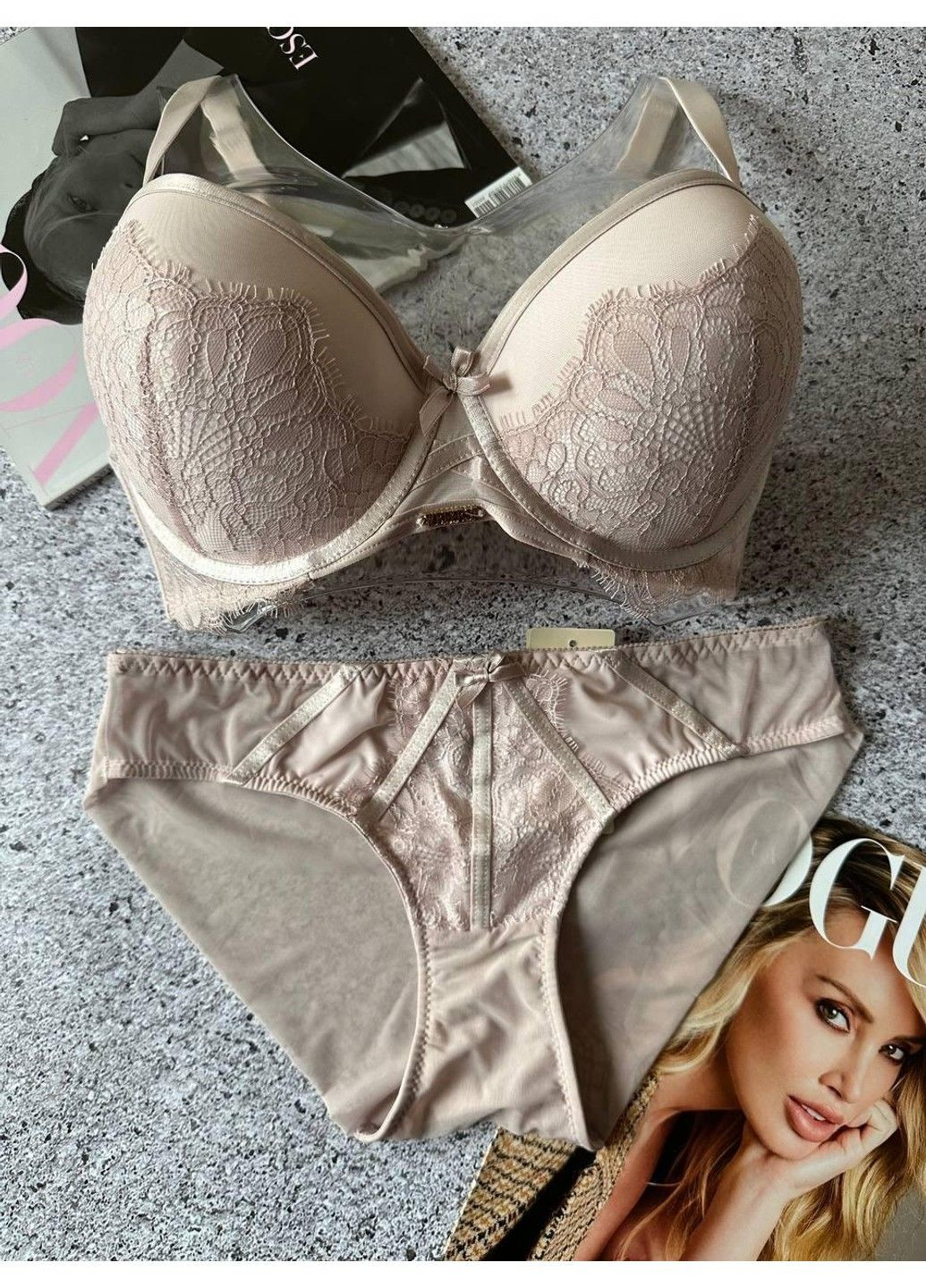 Пудровый комплект нижнего белья на чашку d капучино Weiyesi