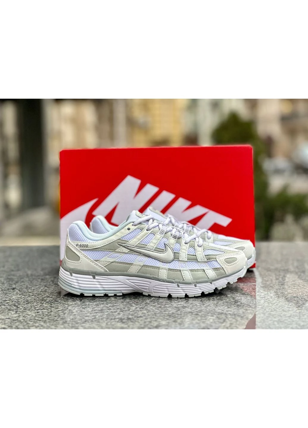 Белые демисезонные кроссовки мужские nike p-6000 white grey найк п-6000 белые No Brand