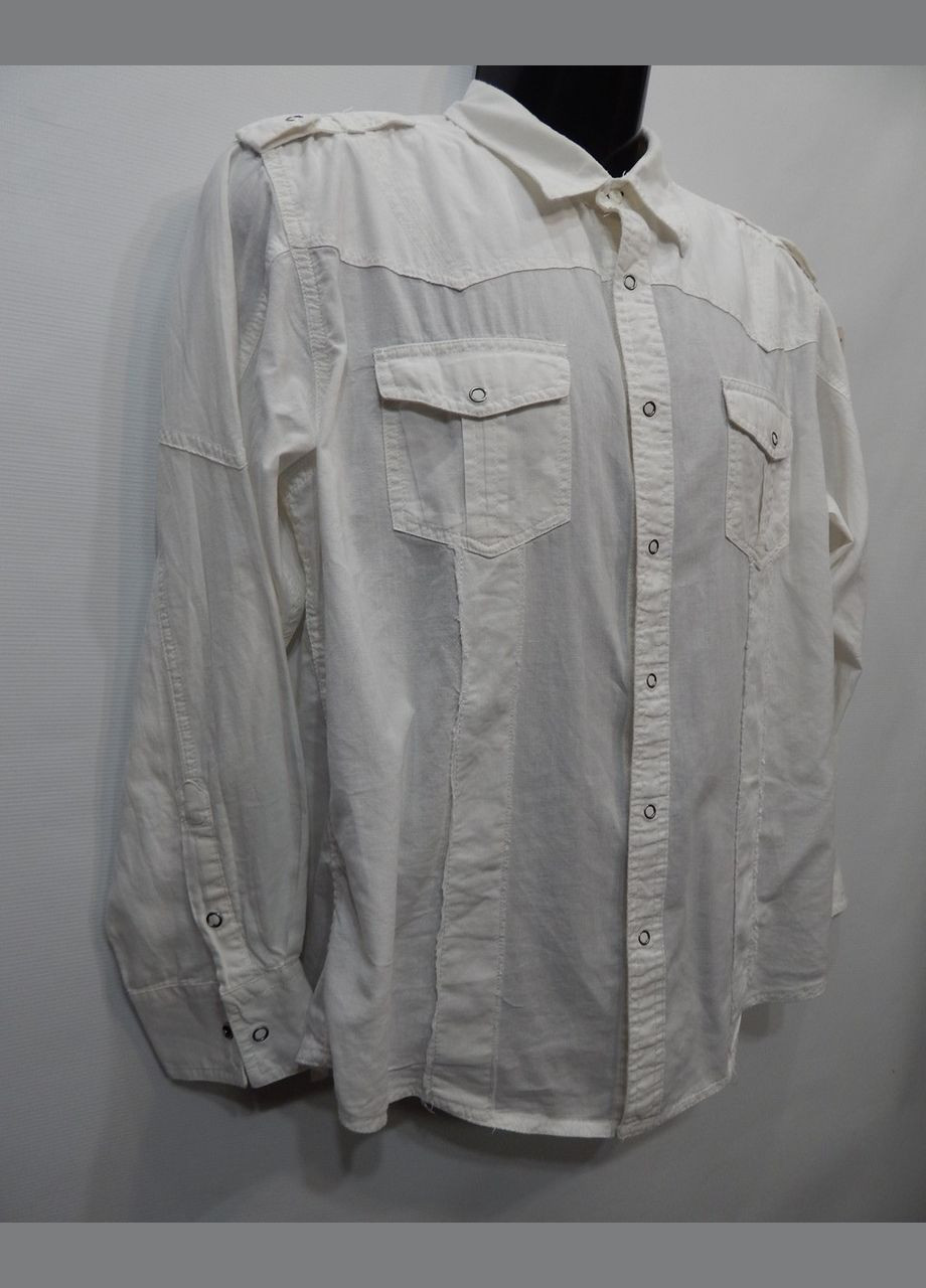 Белая кэжуал рубашка однотонная No Brand