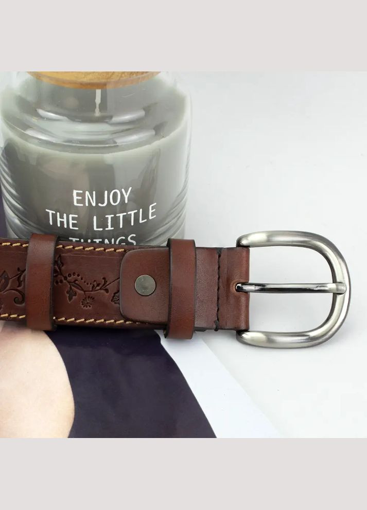 Ремень кожаный женский с цветами коричневый батал SF-3531 (145 см) SFIP (330224875)