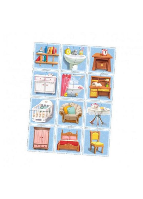 Настільна розвиваюча гра-пазл "Меблі" (ПСФ072) PSF072, 12 картинок-половинок Ubumblebees (304411896)