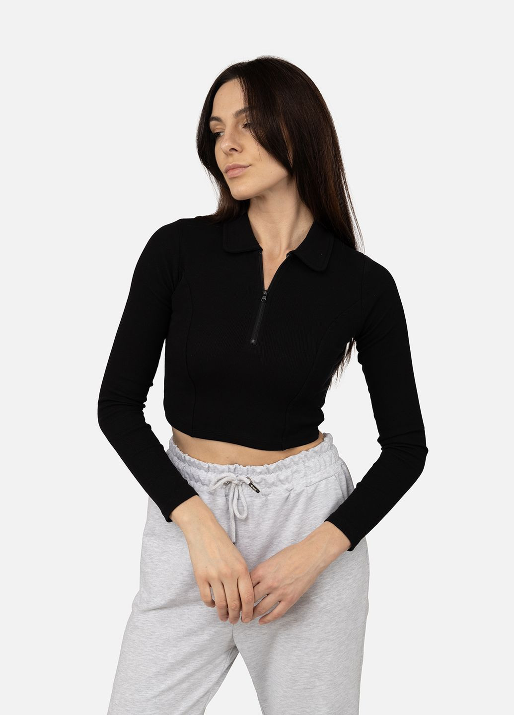 Футболка з довгим рукавом жіноча колір чорний ЦБ-00270238 Karol - (316655791)