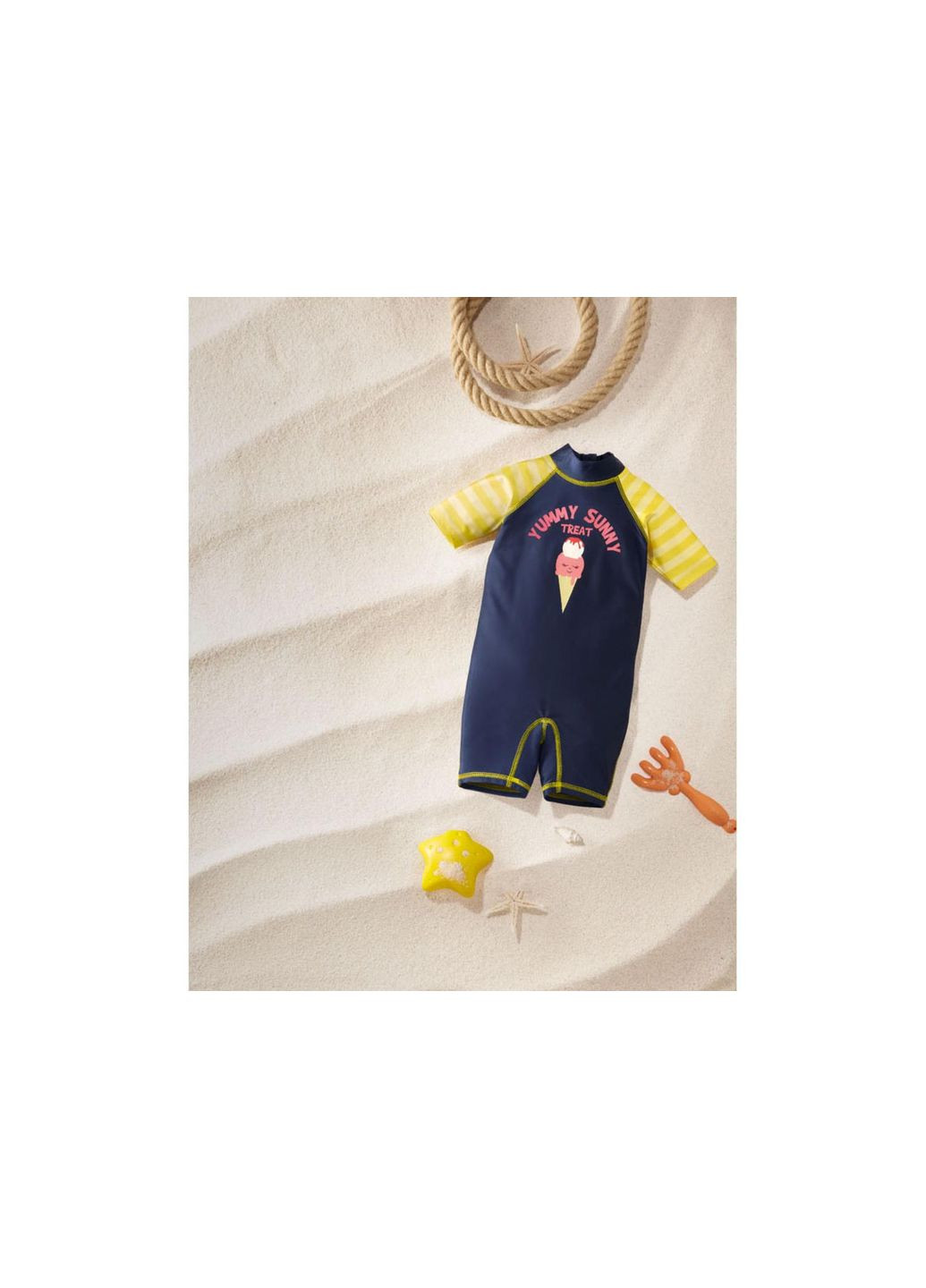 Комбинированный летний комбинезон для плавания с защитой upf 50 для девочки слитный Lupilu