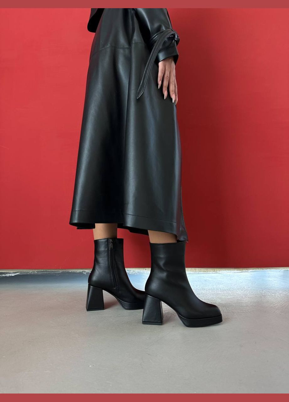 Чорні зимня стильні жіночі ботильйони No Brand