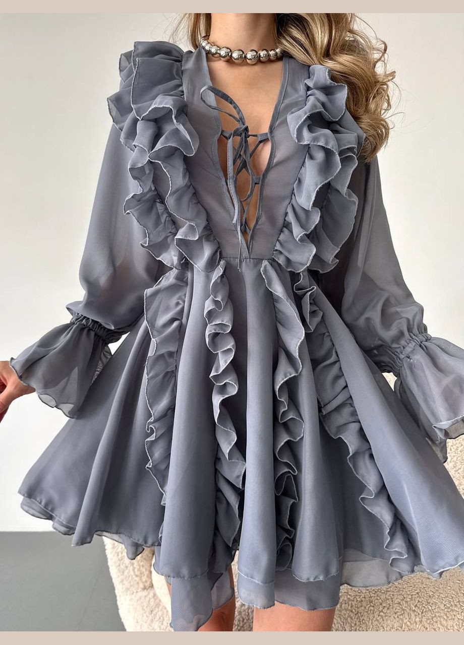 Графитовое праздничный, коктейльное, откровенный, повседневный, кэжуал, джинсовое, вечернее шифоновое платье Україна