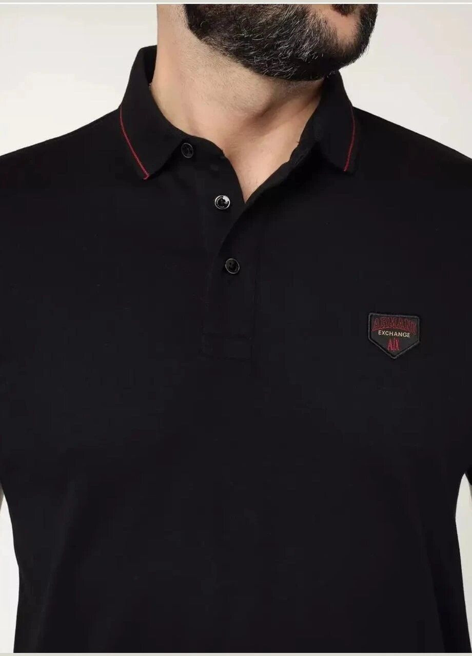 Черная футболка-поло мужское для мужчин Armani Exchange с логотипом