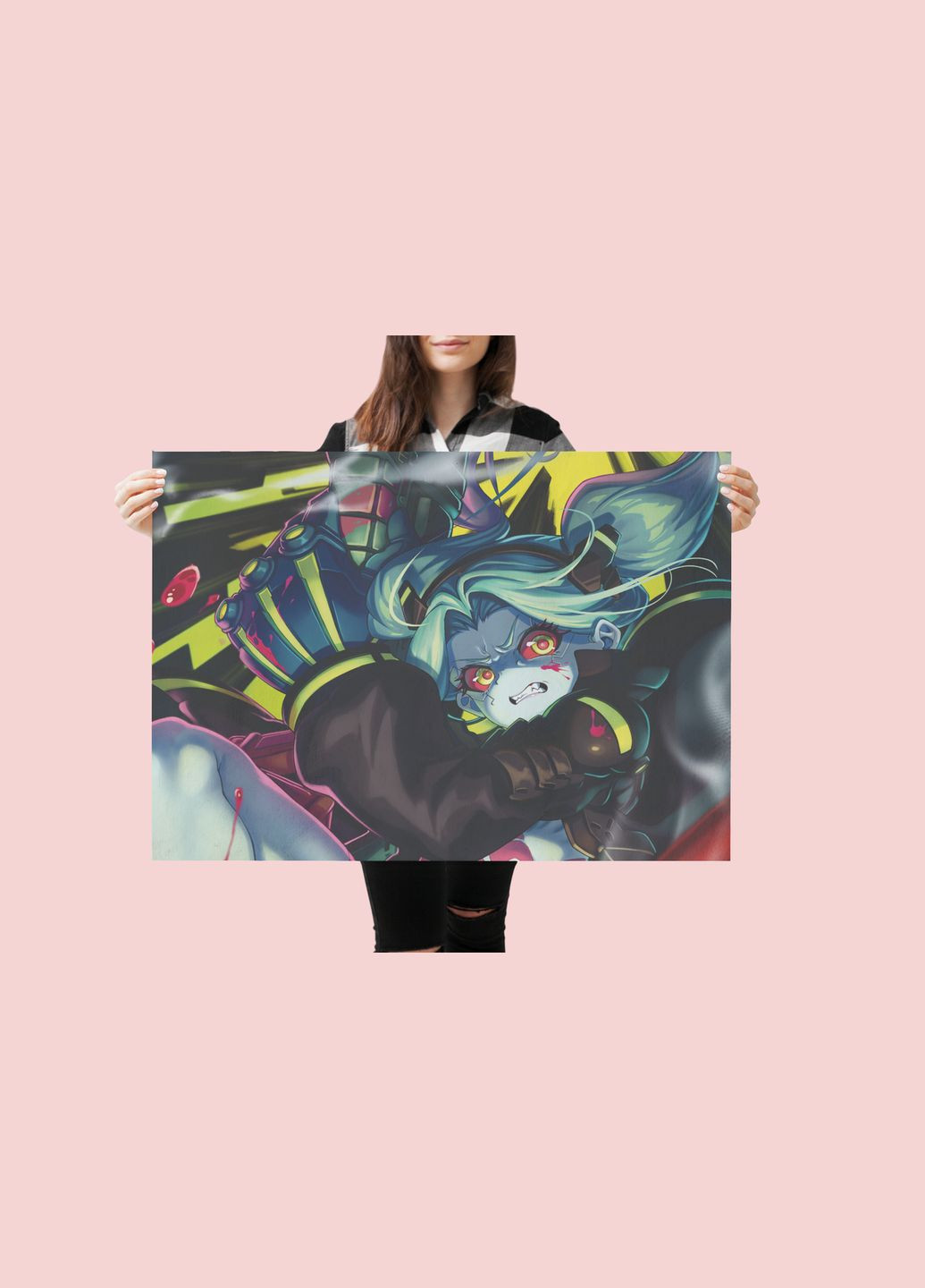 Плакат- з принтом Cyberpunk Edgerunners Кіберпанк Ребекка, що біжить по краю Rebecca, в бою A4 А0 Кавун постер (316208781)