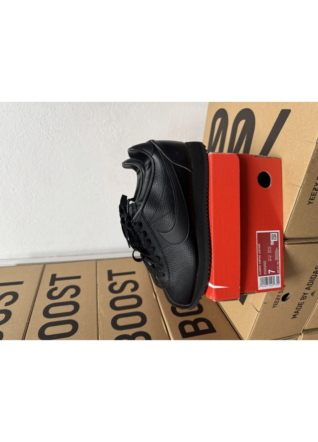 Черные летние кроссовки nike cortez black leather найк кортез No Brand
