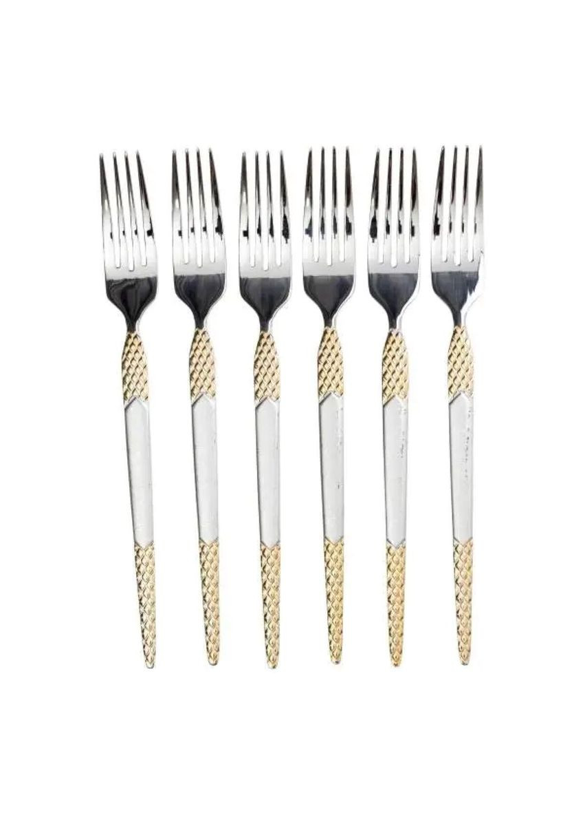 Набор столовых вилок 6 штук вилка из нержавеющей стали 21 см Серебро с золотом HP-20-38 Yiwu (369142653)