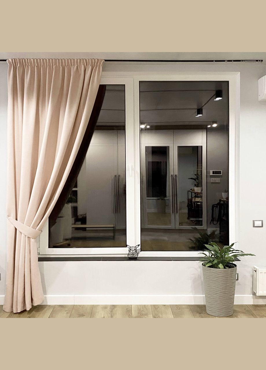 Штора на тесьме 1 шт. с подхватом ширина-280 высота-250 микровелюр Розово-пудровый No Brand (337354141)