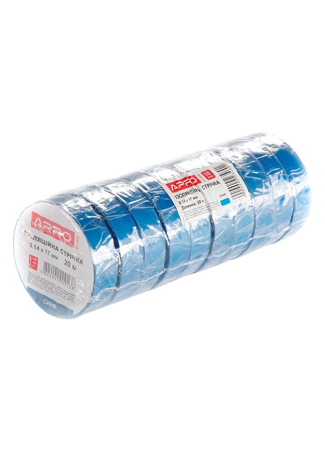 Изолента 25 м 17 мм синяя для изоляции и защиты кабелей (10 шт.) Apro (335400055)