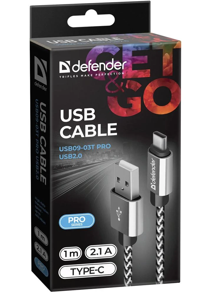 Кабель USB AM-Type-C M, 1.0 м, білий, 09-03T PRO Defender (352528451)