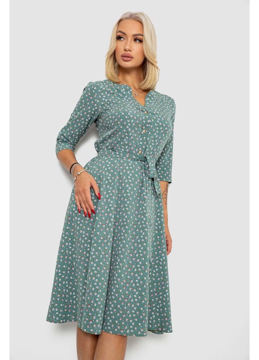 Зелена сукня софт з принтом,, 230r1011-5 Ager