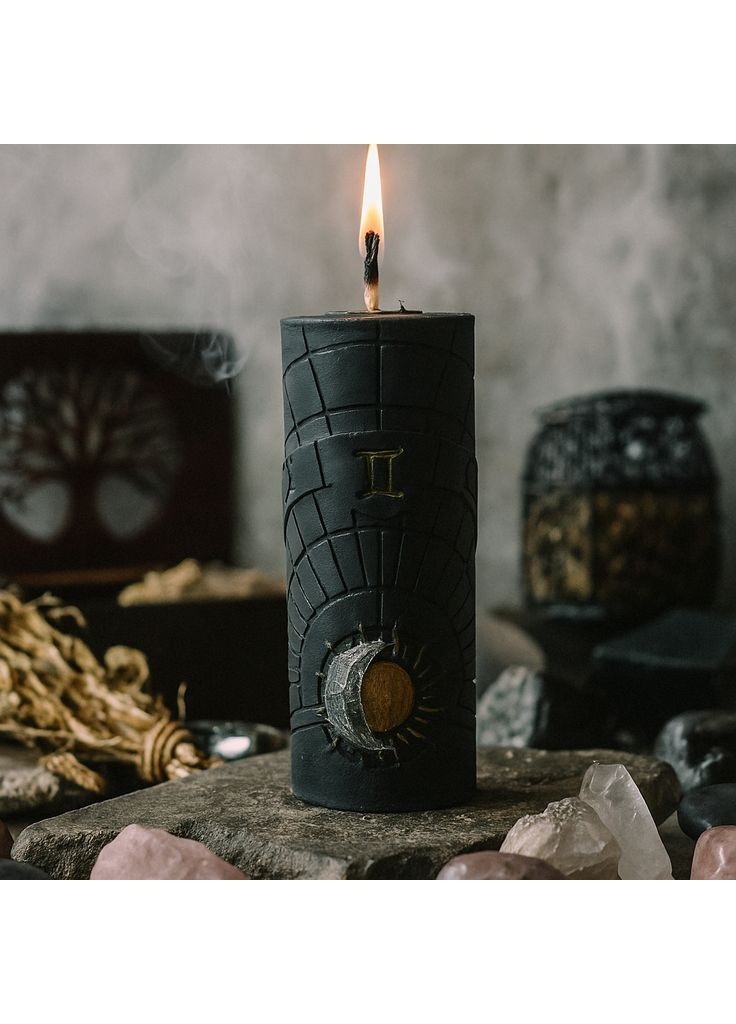 Черная восковая свеча знаки зодиака - Близнецы 5Candles (322347166)