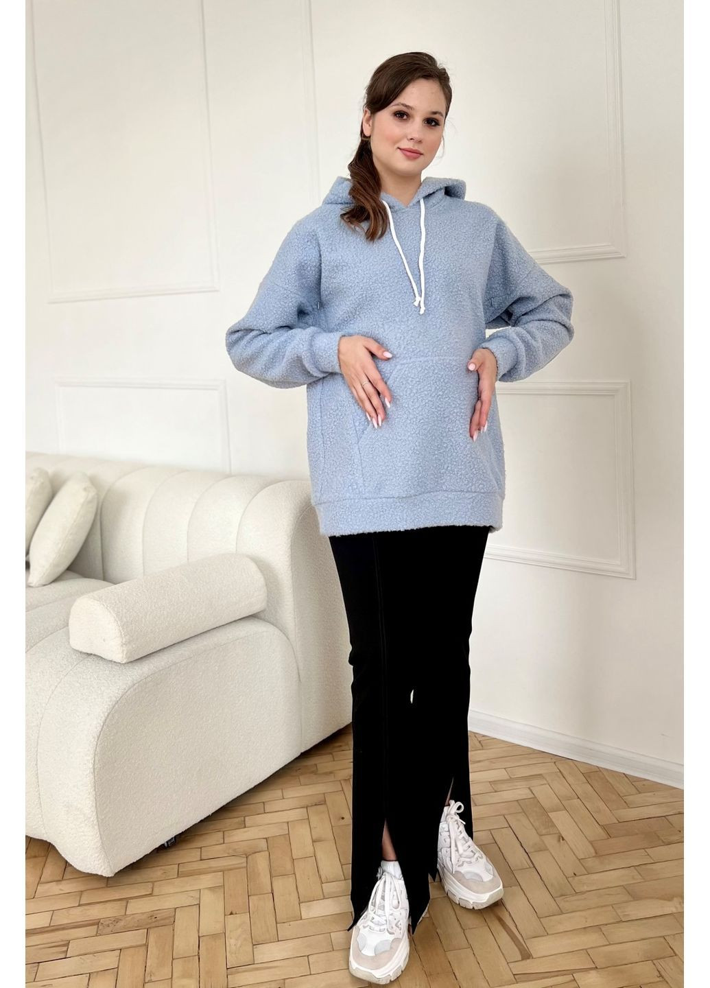 Елегантні штани на флісі для вагітних трикотажні чорні Dianora (367602408)