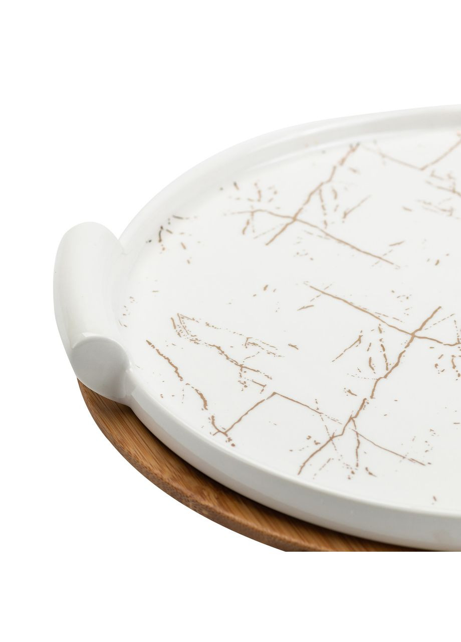 Керамическая тортовница со стеклянной крышкой на бамбуковой подставке HP1203 Yiwu (306849558)