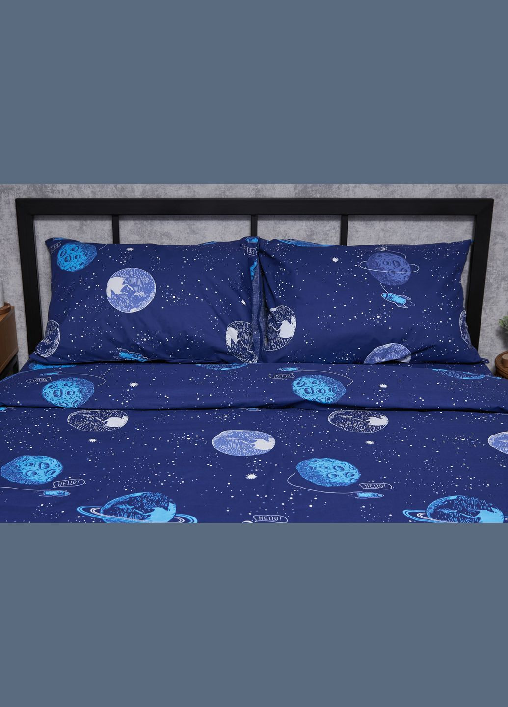 Комплект постельного белья Бязь Gold Люкс «» полуторный евро 160х220 наволочки 4х70х70 (MS-820004819) Moon&Star Planets (293147906)
