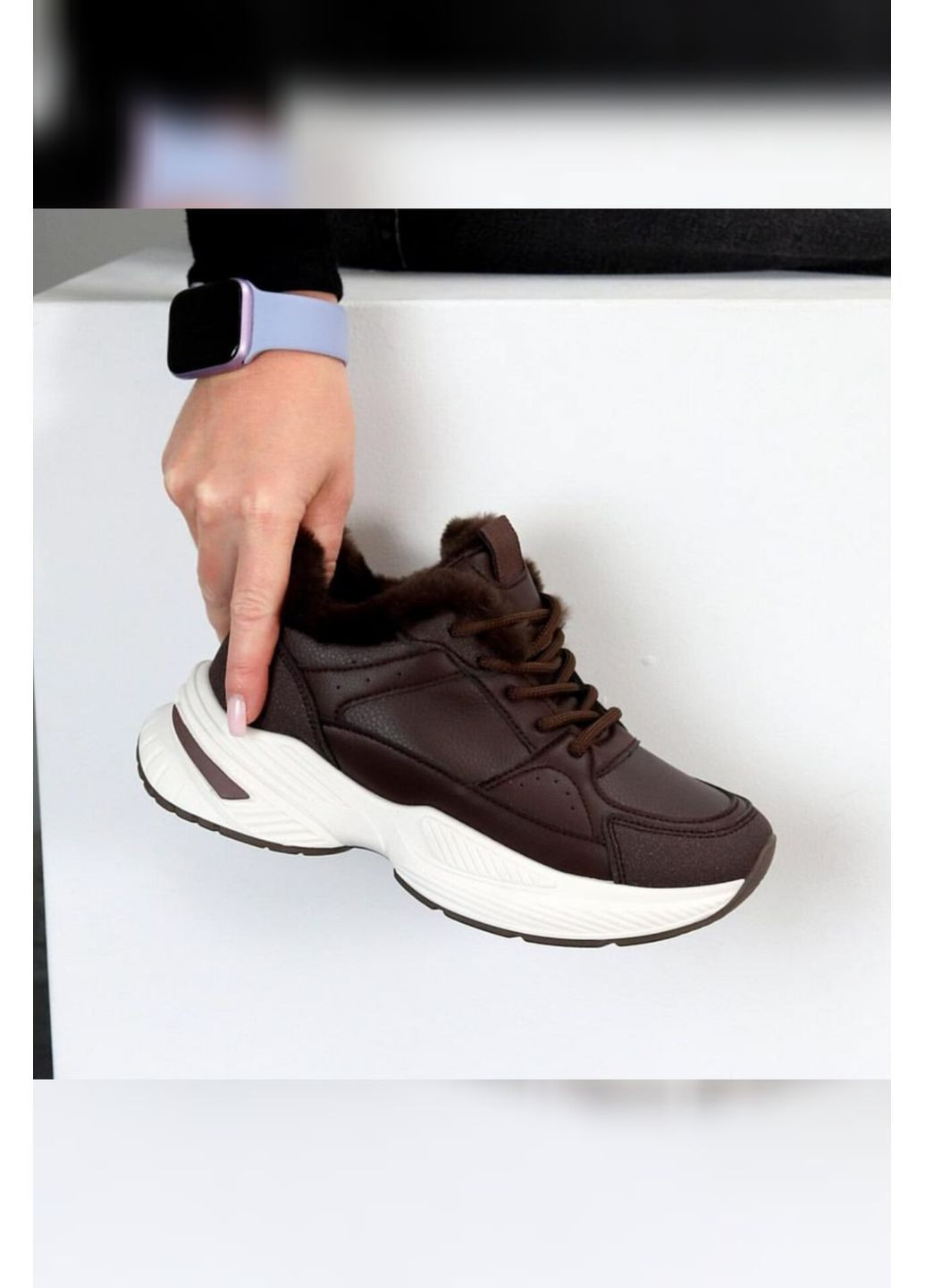 Жіночі зимові кросівки шоколадні теплі на хутрі спортивні темно коричневі комфортні Viki Кросівки темно-коричневі зими (365264672)