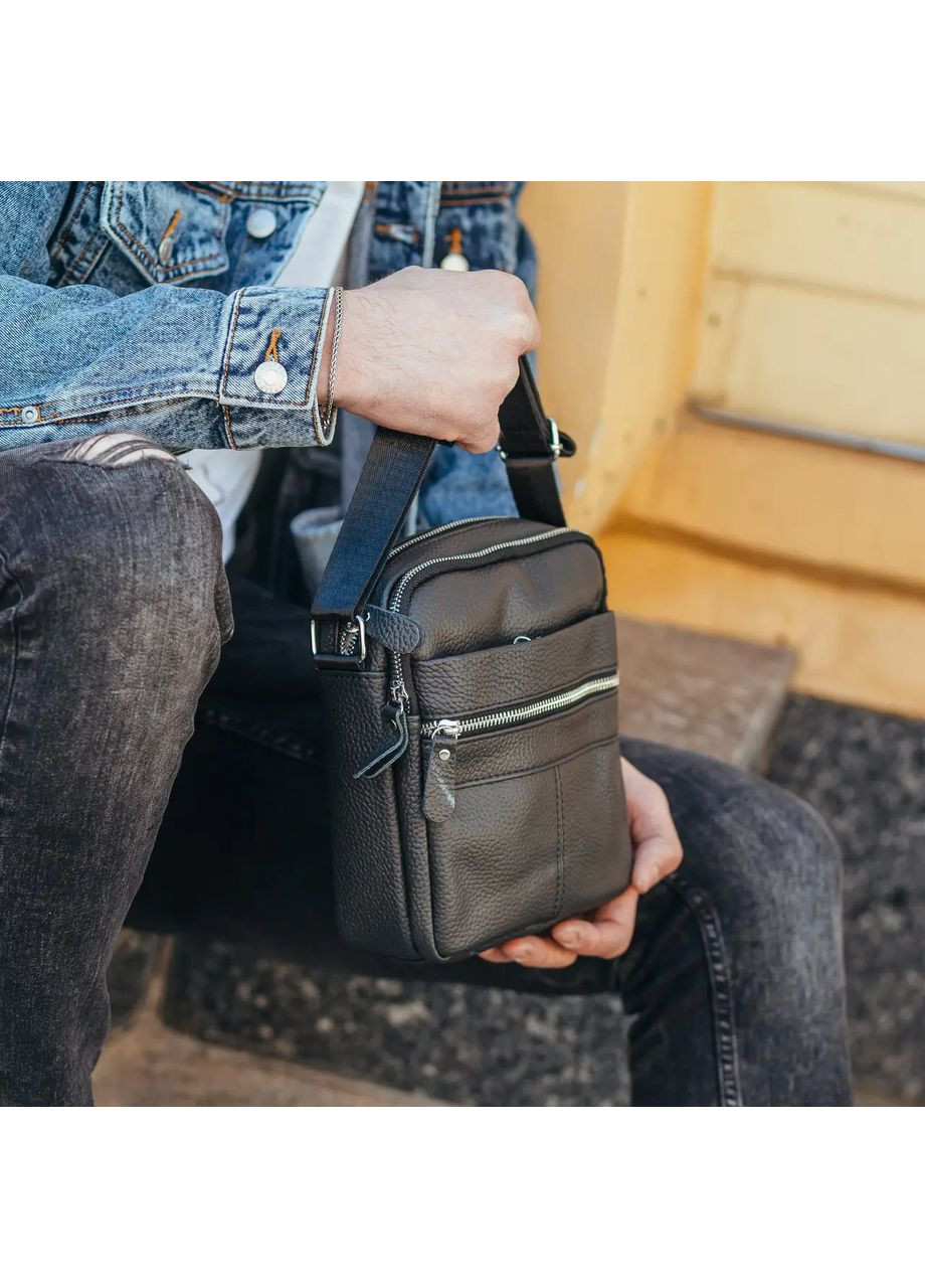 Сумка-барсетка мужская 19х22х5, мессенджер через плечо кожаная BON6165 No Brand (335039610)