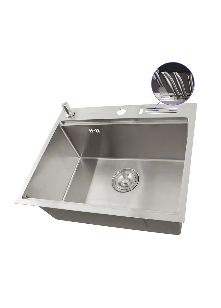 Кухонна мийка накладна з нержавійки 1.5 мм кухонна станція Nett NS-5747 (352730066)