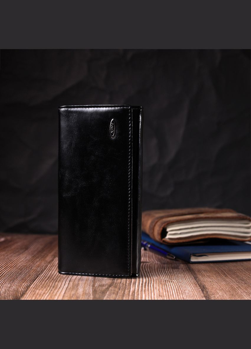 Горизонтальный женский кошелек из качественной экокожи 19087 Черный KIVI (331907186)