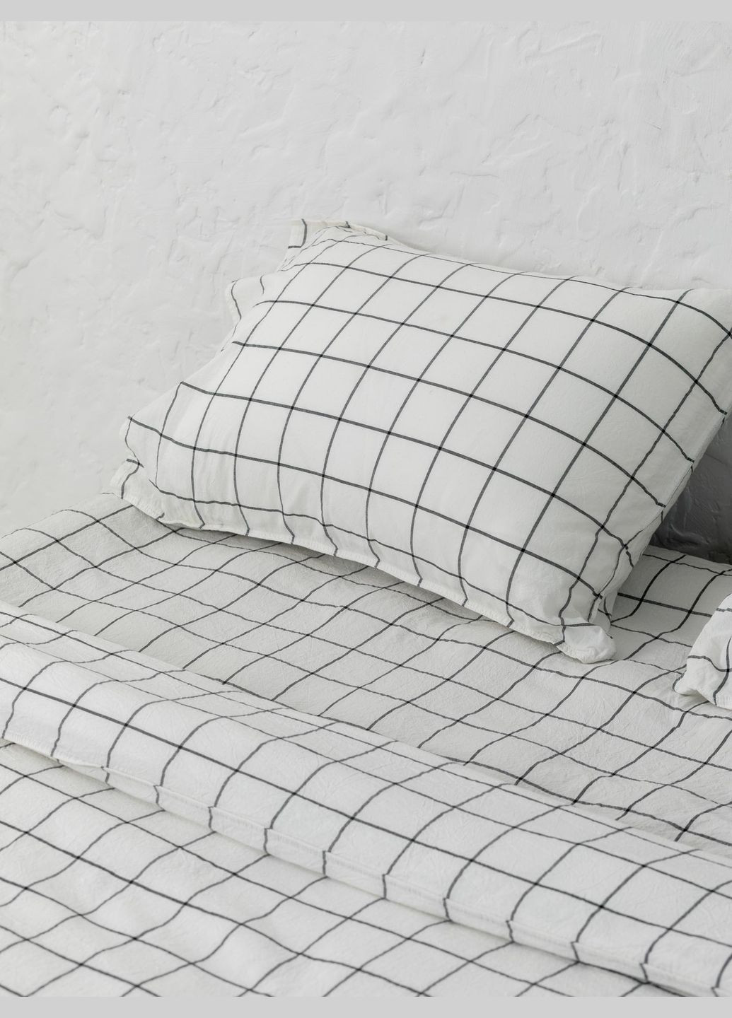 Комплект белья из вареного хлопка Grid семейный, Простыня с резинкой 160х200 Leglo (300370716)