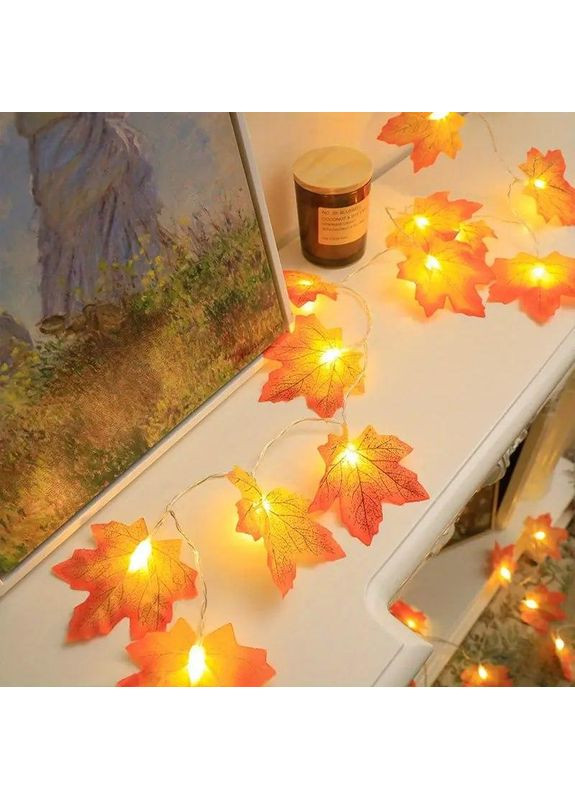 Светодиодная гирлянда на батарейках 3 м на 20 лампочек с искусственными листьями "Осенний клен" No Brand (370290450)
