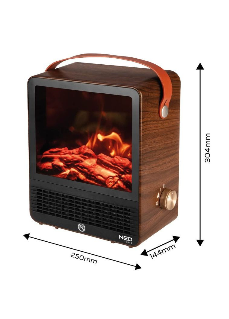 Камін електричний, декоративний, 850/1500Вт, 15-20м2, регулятор, 25х14, 4х30, 4см, дерево Neo Tools (362213932)