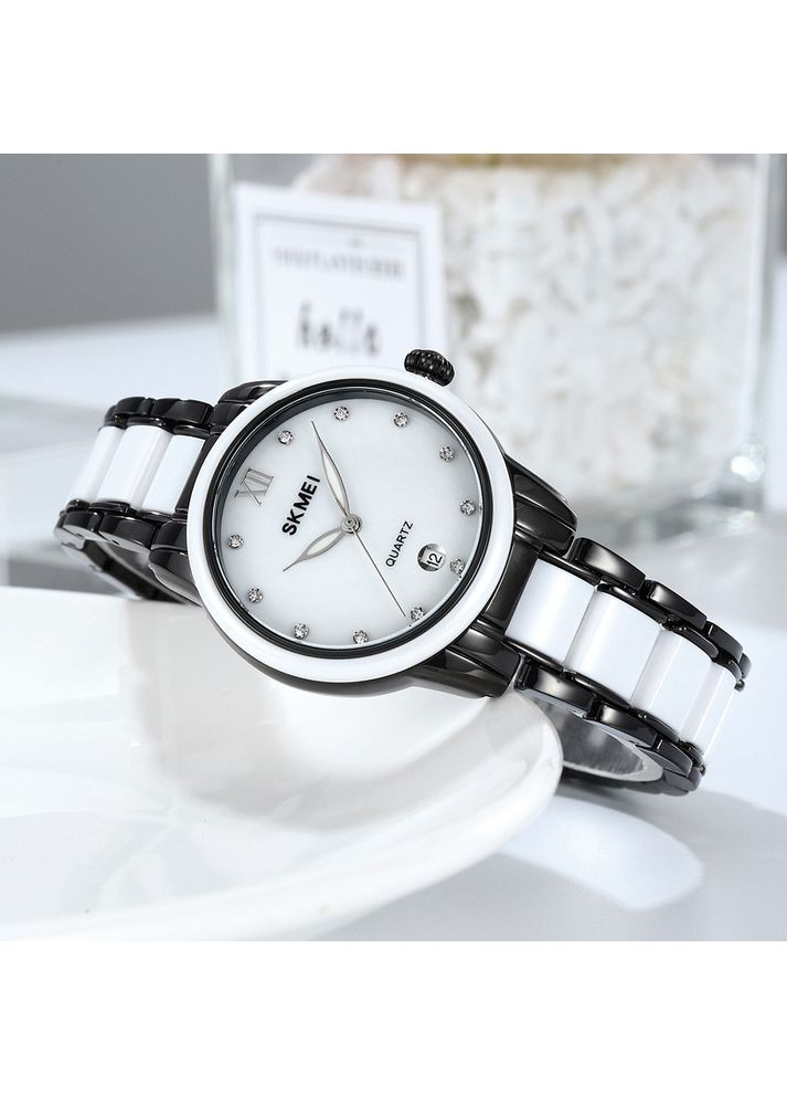 Годинник кварцовий чорний з нержавіючою сталлю для жінок стрілочний з календарем і водонепроникністю 30м. ProDobro (367266157)