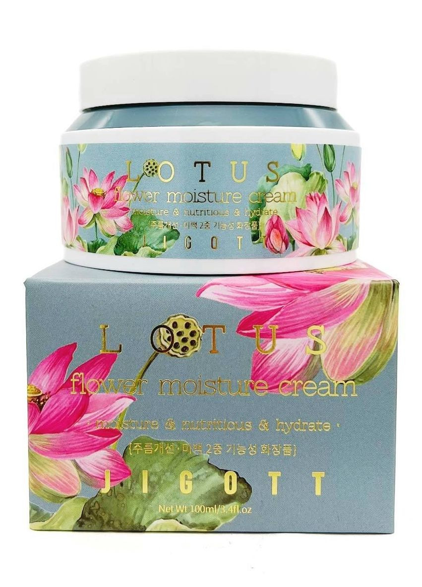 Jigott Омолаживающий крем для лица для восстановления, увлажнения и упругости с экстрактом лотоса 100мл — Крем, Южная Корея (361865565)