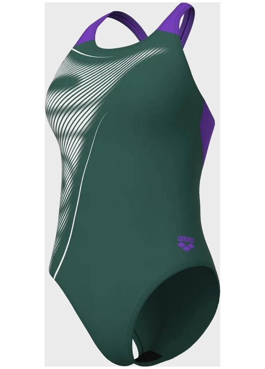 Зелений літній купальник закритий для жінок bright glare swimsuit v back жін Arena