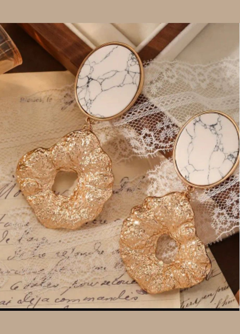 Эксклюзивные крупные тяжелые серьги с говлитом, 10-814 Fashion Jewelry (336550629)