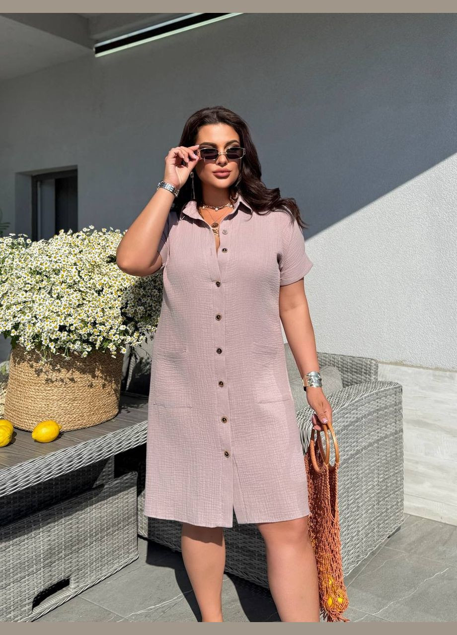 Темно-бежева повсякденний сукня жіноча Гермес однотонна