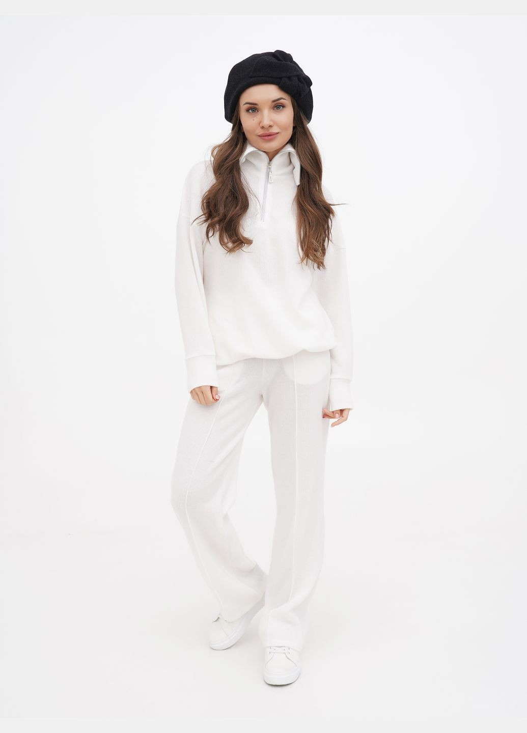 Жіночий вовняний берет із квіткою, сірий, на резинці — витонченість у кожній деталі VECONS Берет (319836282)