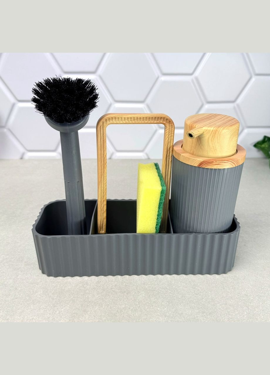 Набір аксесуарів для кухонної мийки 4 предмера Сірий BT-4504 Eurogold (303428857)