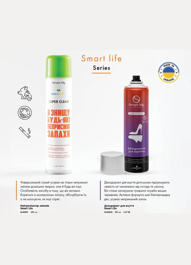 Нейтралізатор запахів Smart Life 300 мл Farmasi (292865852)