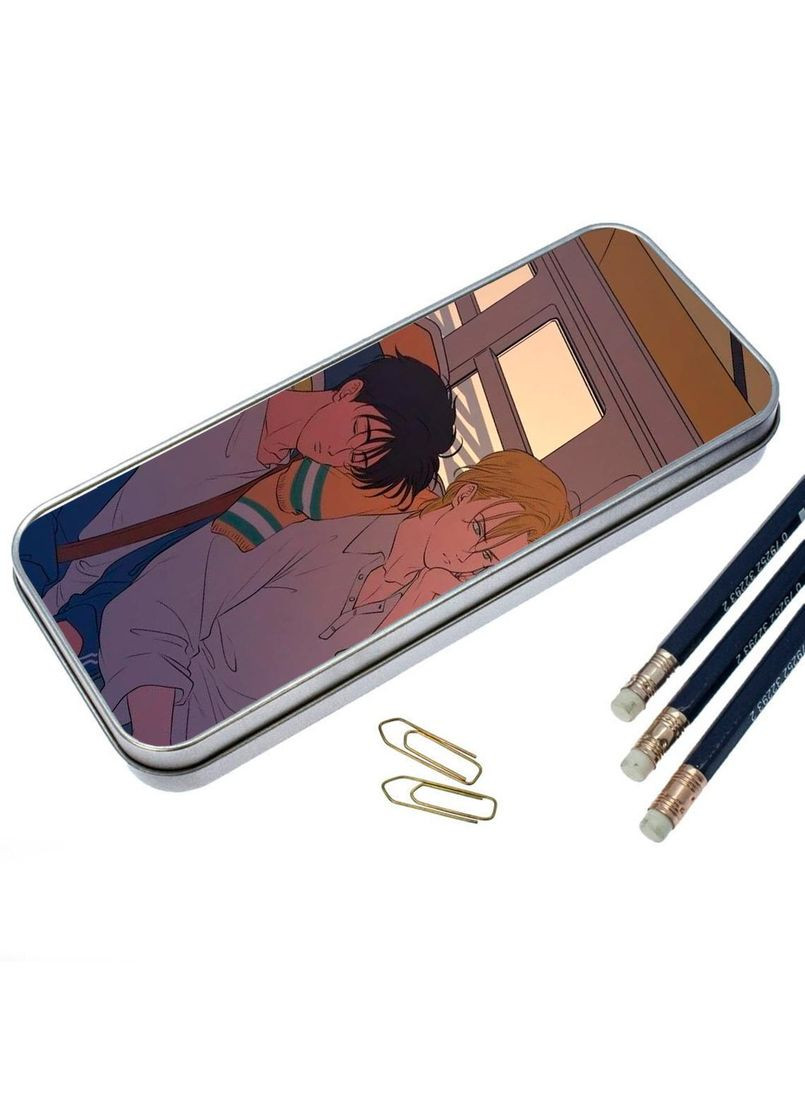 Органайзер для канцелярских принадлежностей металлический, кейс для мелочей Аниме Банановая рыба #012 7*18 см Silver No Brand (309154004)