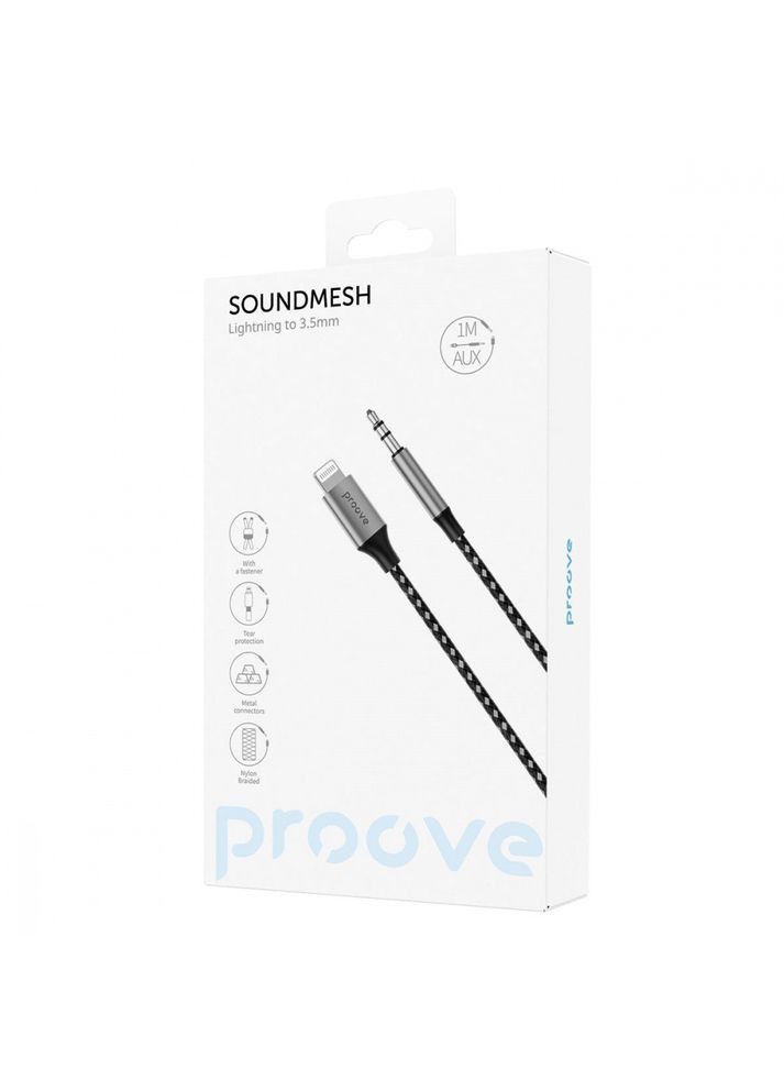 Кабель AUX Lightning to 3.5mm 1m SoundMeshgray | Шнур для підключення навушників IPhone Proove (296808637)