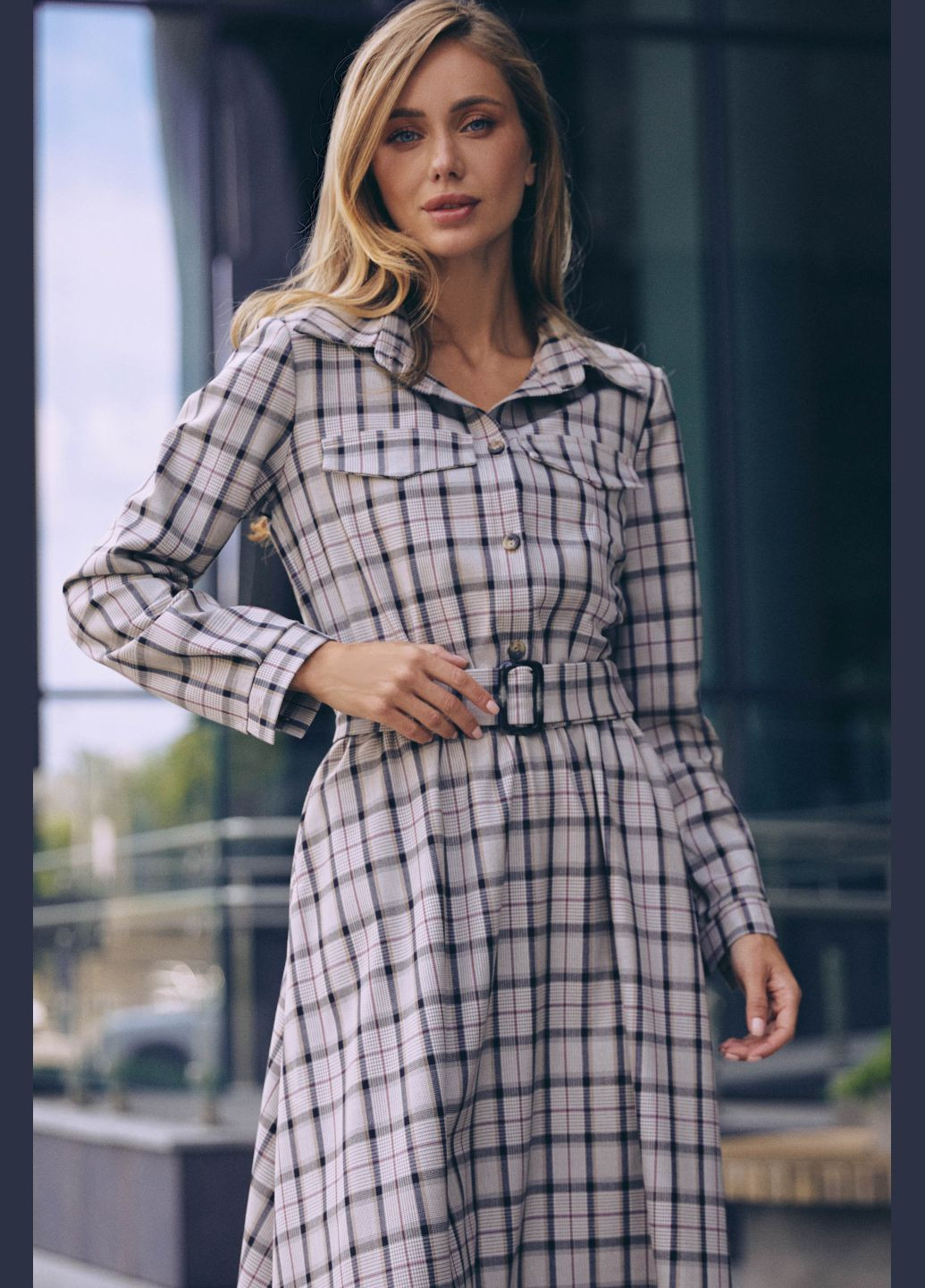 Серое повседневный платье ST-Seventeen однотонное