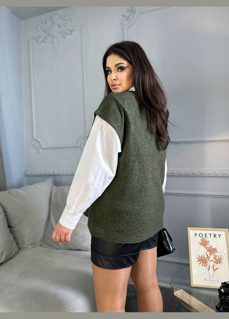 Оливковый (хаки) демисезонный пуловер пуловер No Brand
